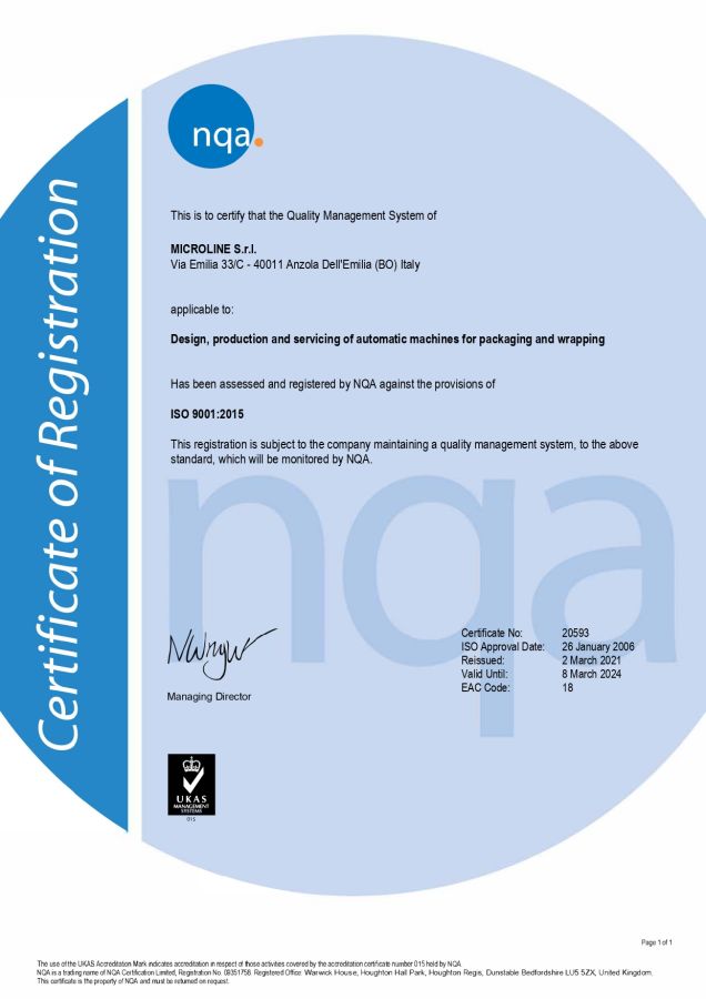 Quality Certificate MICROLINE